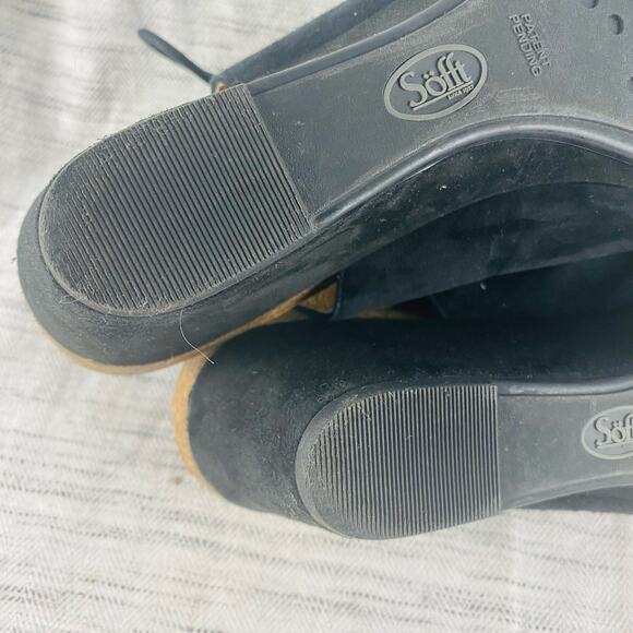 Sofft Maize Suede Black Cork Wedge Lace Up Sandals Size 9 - Picture 2 of 7